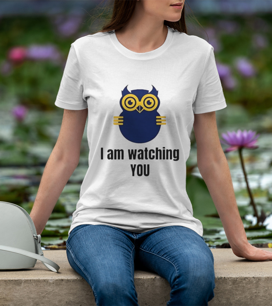 Owl I Am Ing You Blue Yellow Eyes Curvy Wings T-Shirt