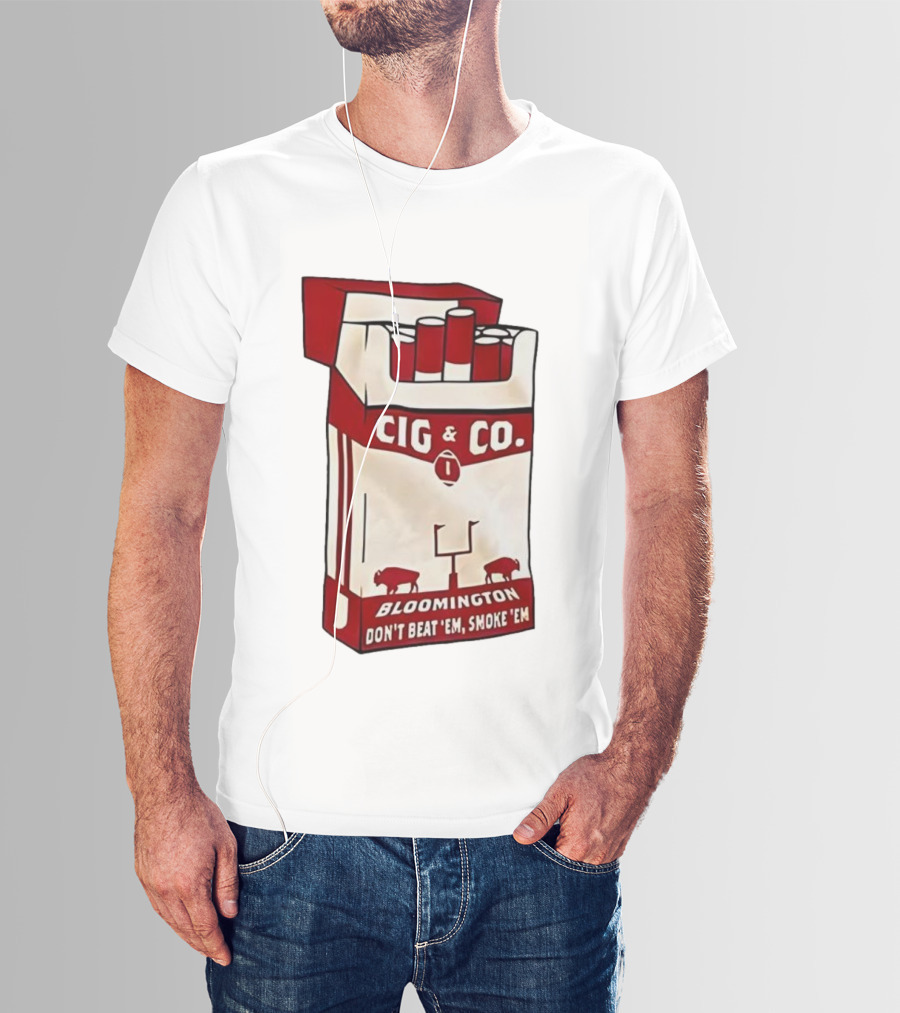 Bloomington Cig & Co Don't Beat 'Em Smoke 'Em Red Pack Football Field Buffalos T-Shirt