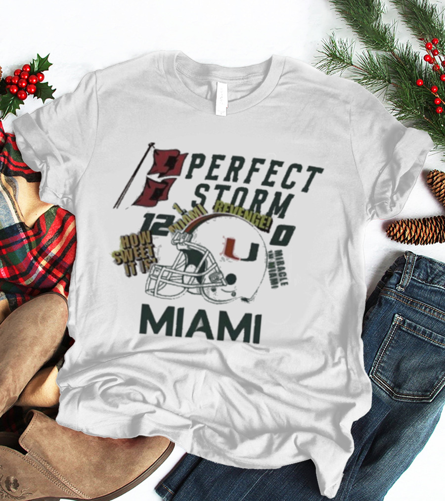 Miami Hurricanes Perfect Storm Refugee Sweet Helmet T-Shirt