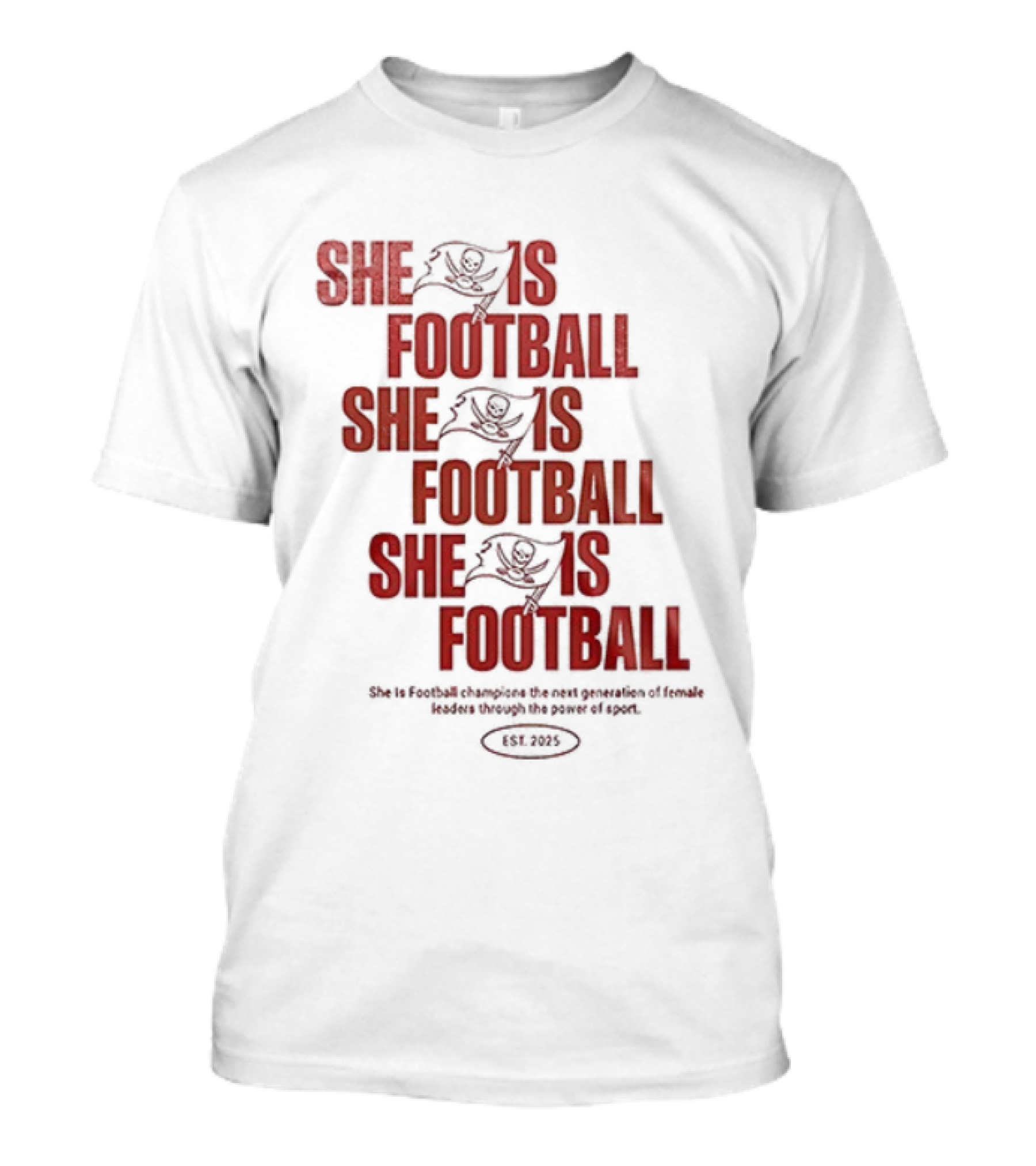 Tampa Bay Buccaneers She Is Football Repeating Text T-Shirt