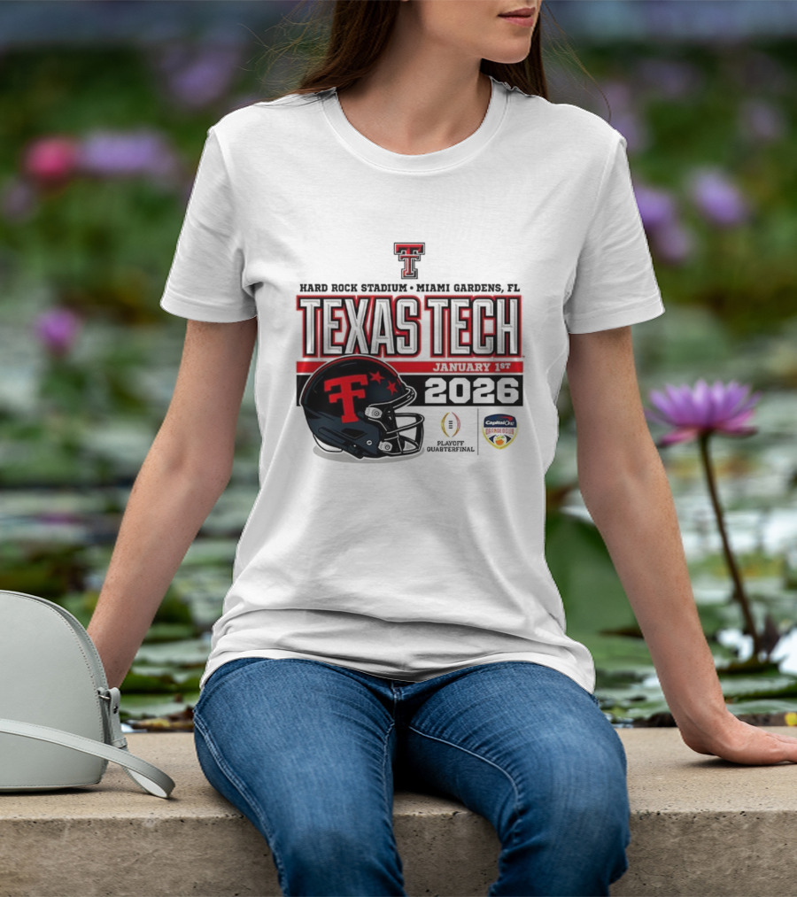 Texas Tech Red Raiders January 1 CFP Hard Rock Stadium College Football Playoff Helmet T-Shirt