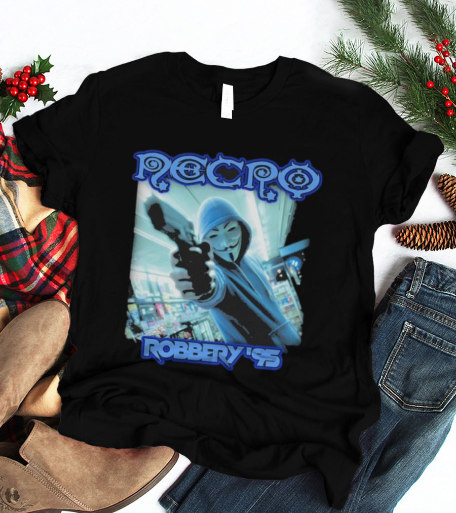 Necro Robbery '95 Hacker Mask Gun Store T-Shirt