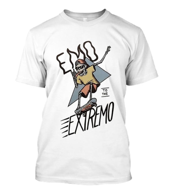 Emo Extremo Skeleton Skateboarder Graphic Tee T-Shirt