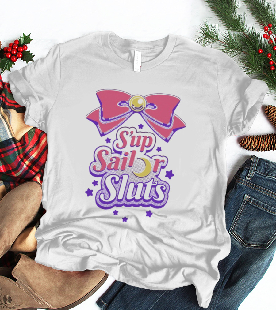 S'up Sailor Moon Bow Stars Crescent Witty Phrase T-Shirt
