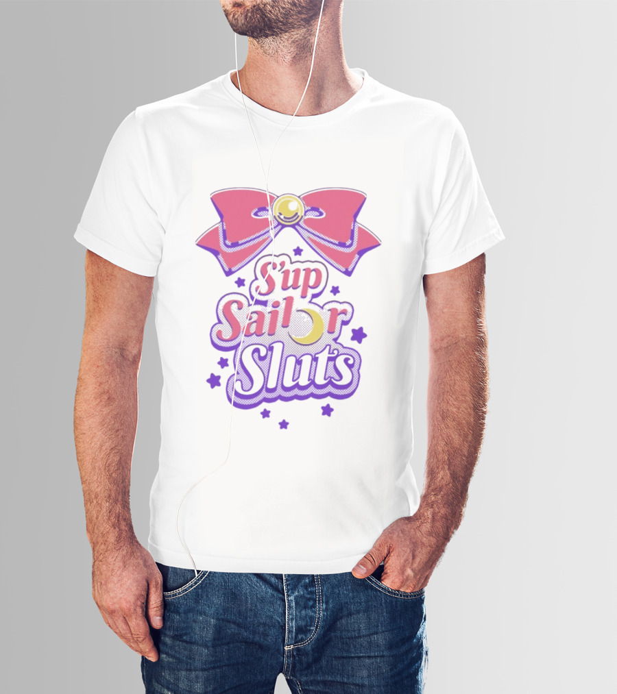 S'up Sailor Moon Bow Stars Crescent Witty Phrase T-Shirt