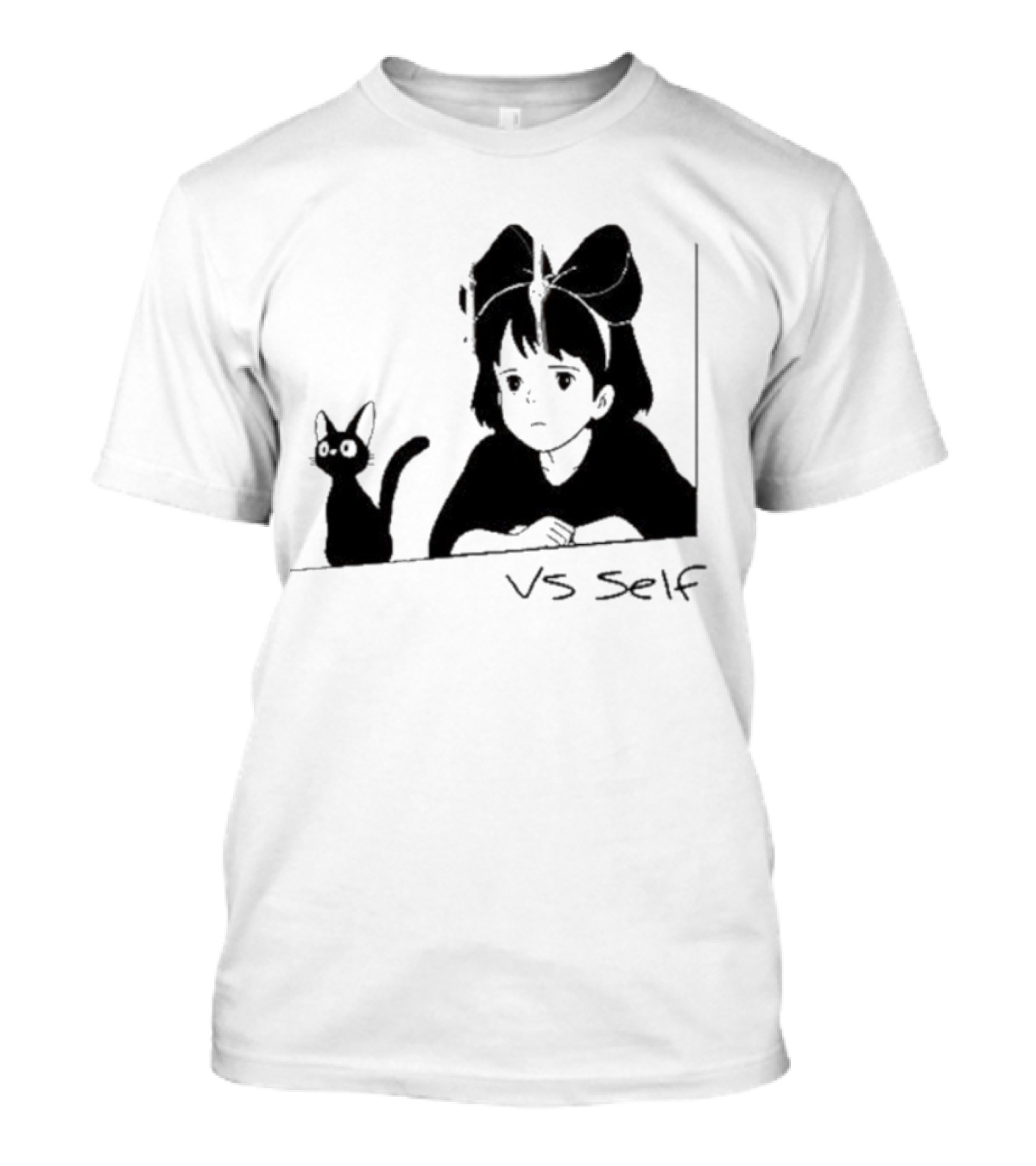 Vs Self Cat Girl Anime Style Bow Figure With Cat T-Shirt
