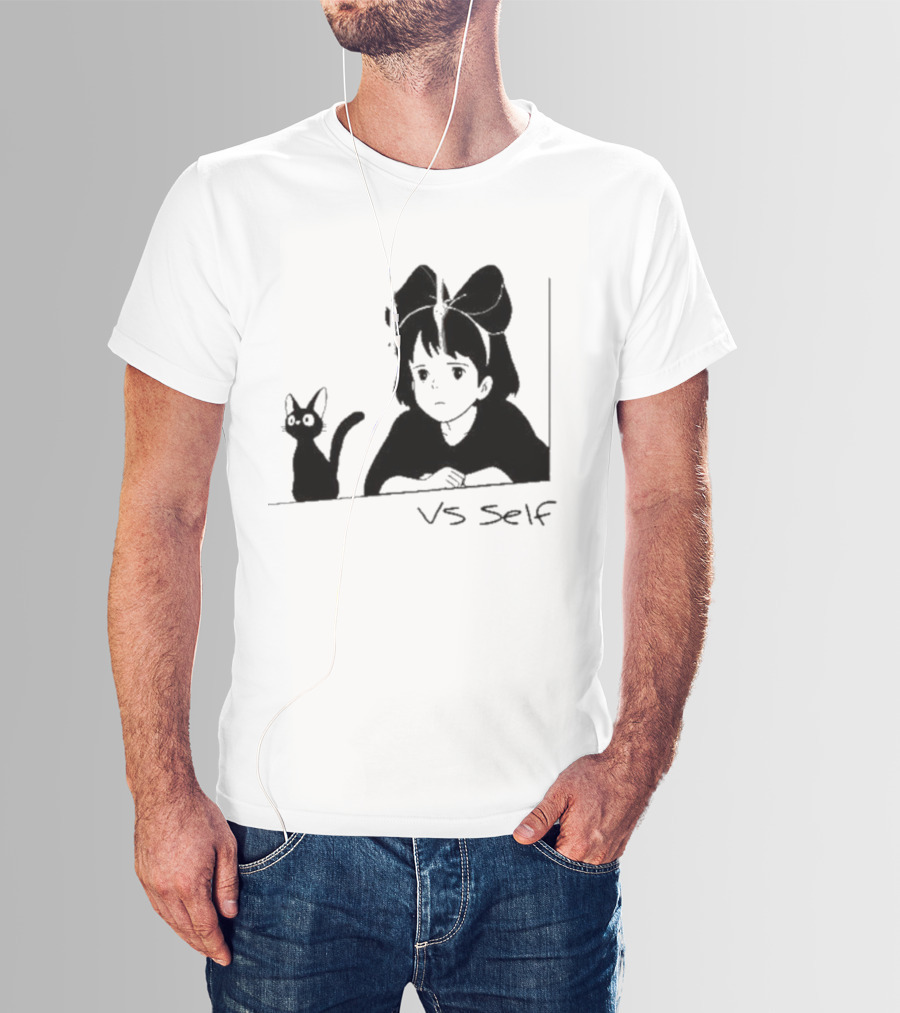 Vs Self Cat Girl Anime Style Bow Figure With Cat T-Shirt