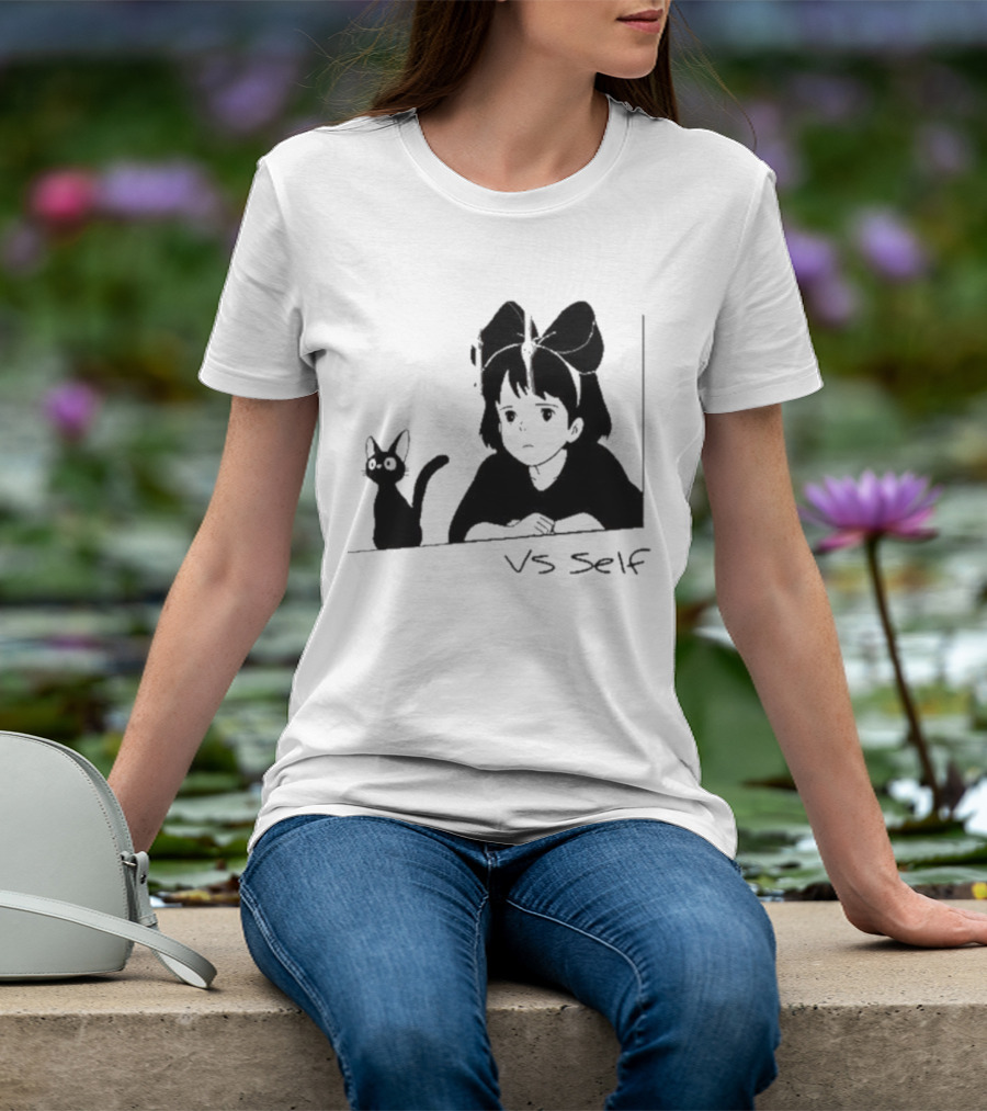 Vs Self Cat Girl Anime Style Bow Figure With Cat T-Shirt