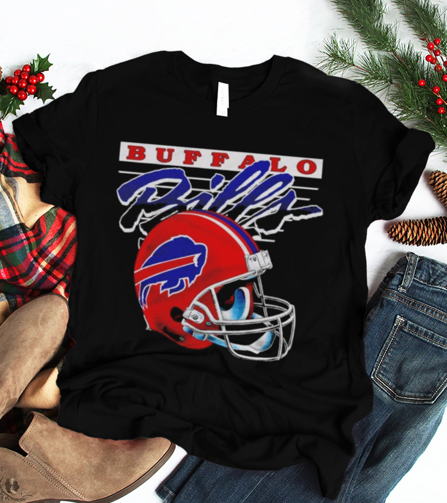 Buffalo Bills Gradient Alternate Helmet Team Title T-Shirt