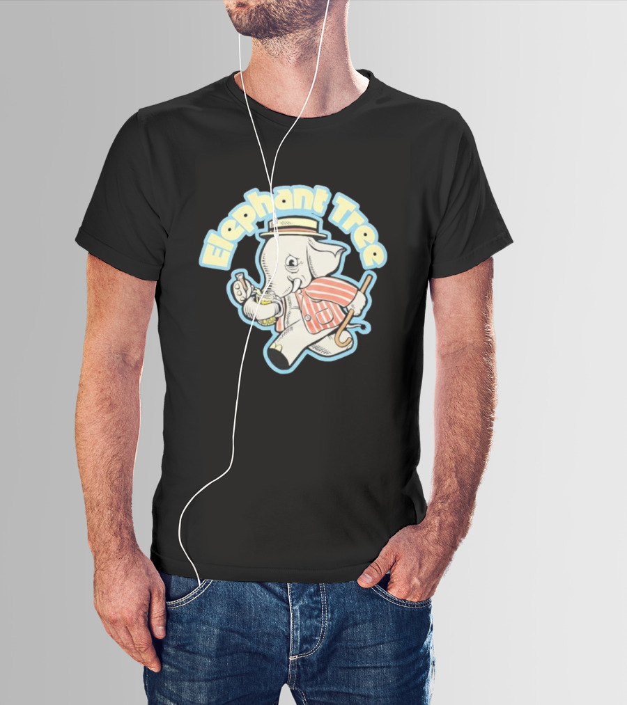 Elephant Tree Vintage Cartoon Style Elephant In Suit And Hat T-Shirt