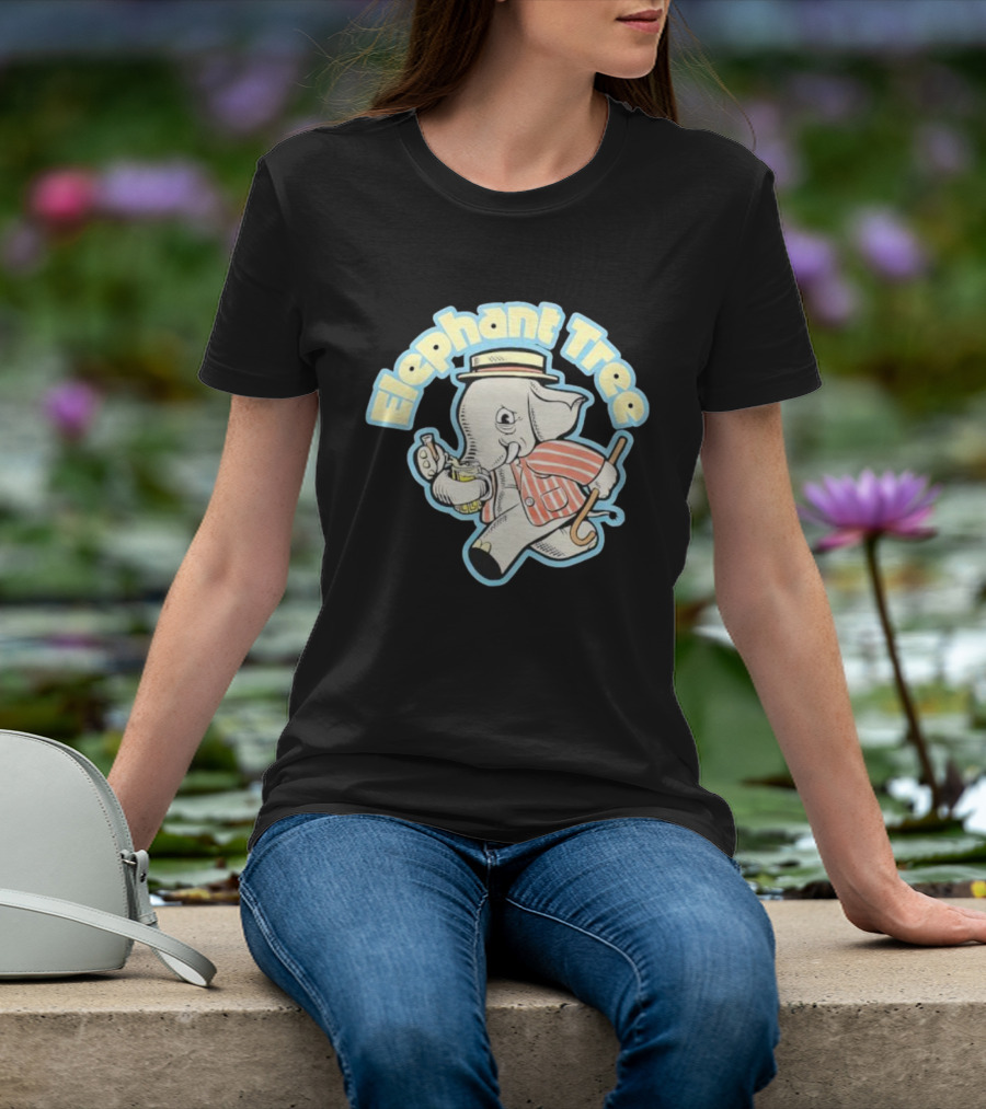 Elephant Tree Vintage Cartoon Style Elephant In Suit And Hat T-Shirt