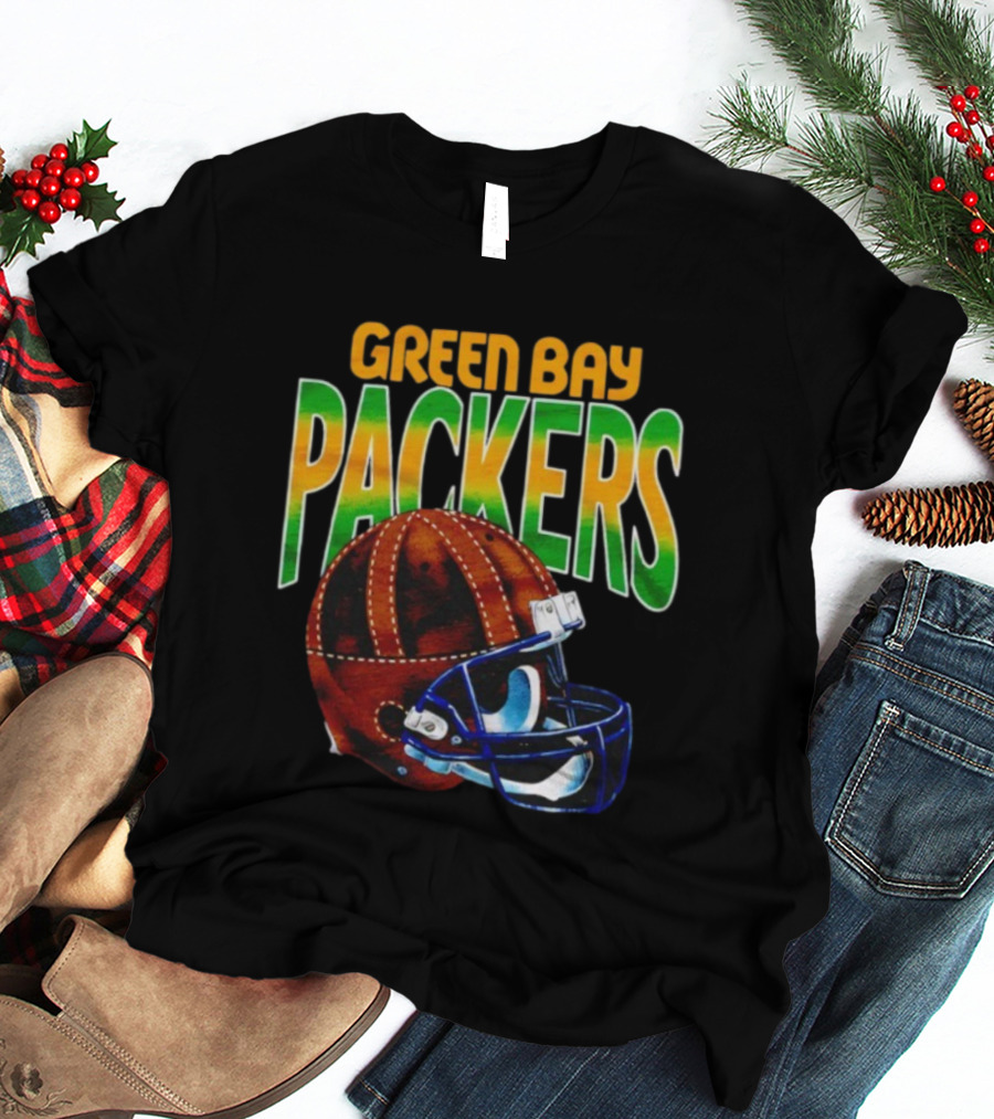 Green Bay Packers Vintage Helmet Gradient Style T-Shirt