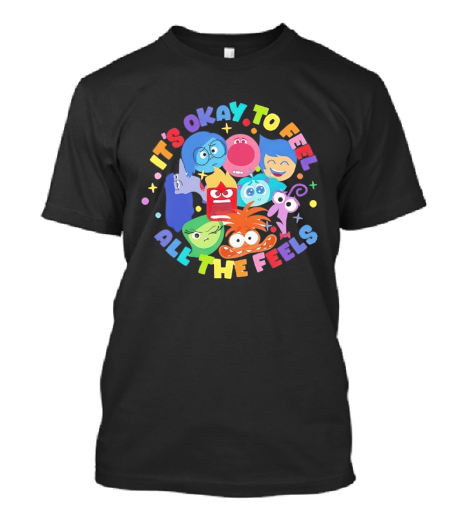 It's Okay To Feel All The Feels Rainbow Characters Circle T-Shirt