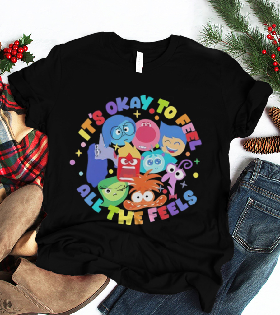 It's Okay To Feel All The Feels Rainbow Characters Circle T-Shirt