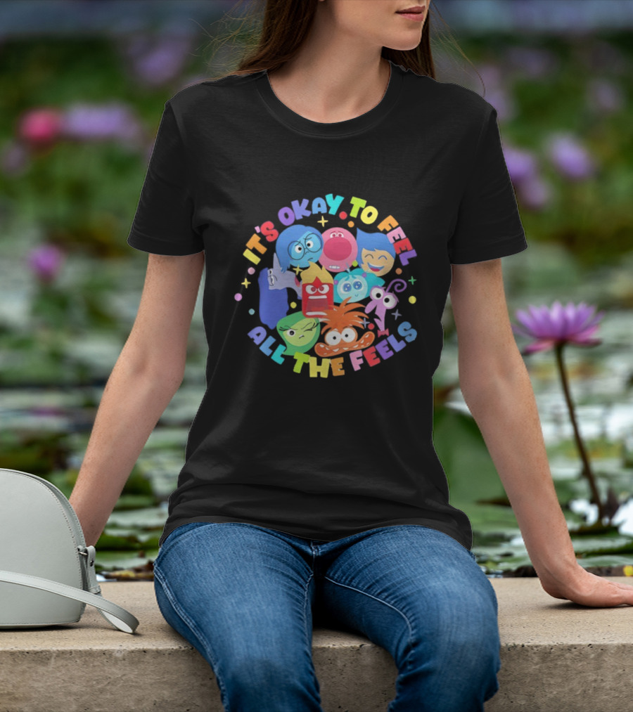 It's Okay To Feel All The Feels Rainbow Characters Circle T-Shirt