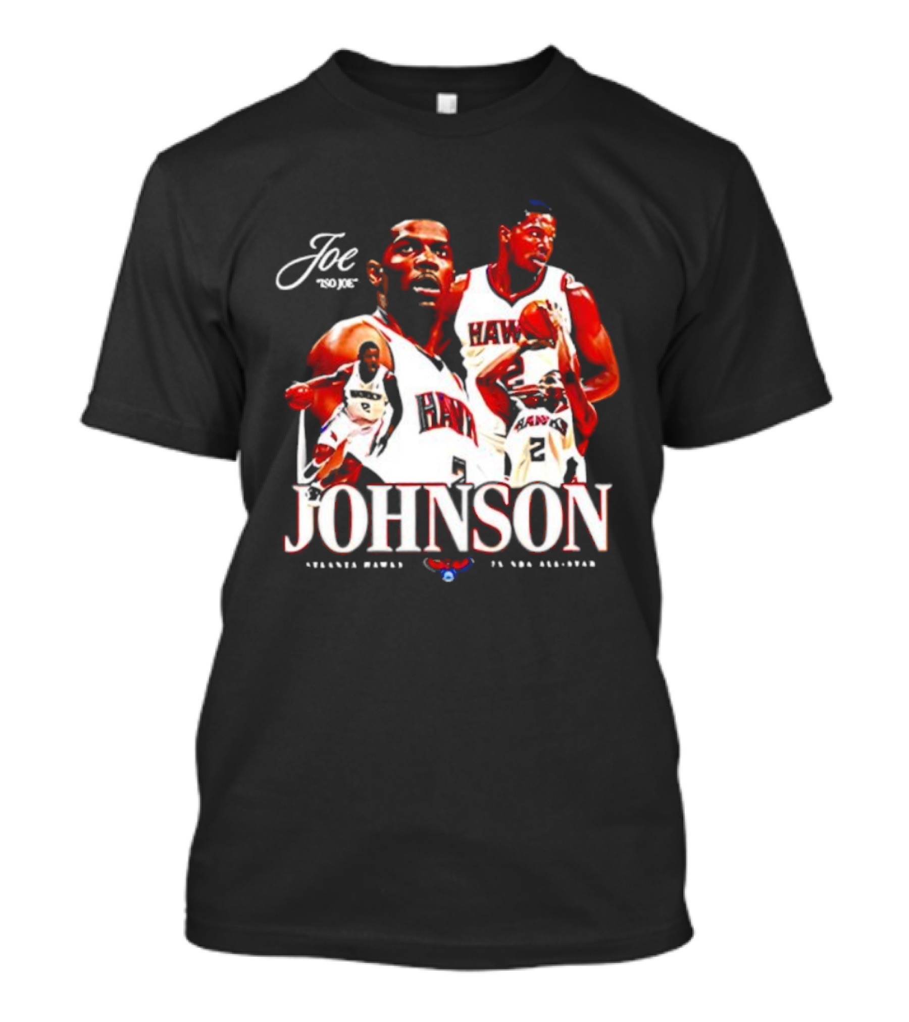 Joe Johnson Atlanta Hawks NBA Basketball Legend And All-Star Hawks Player Image T-Shirt