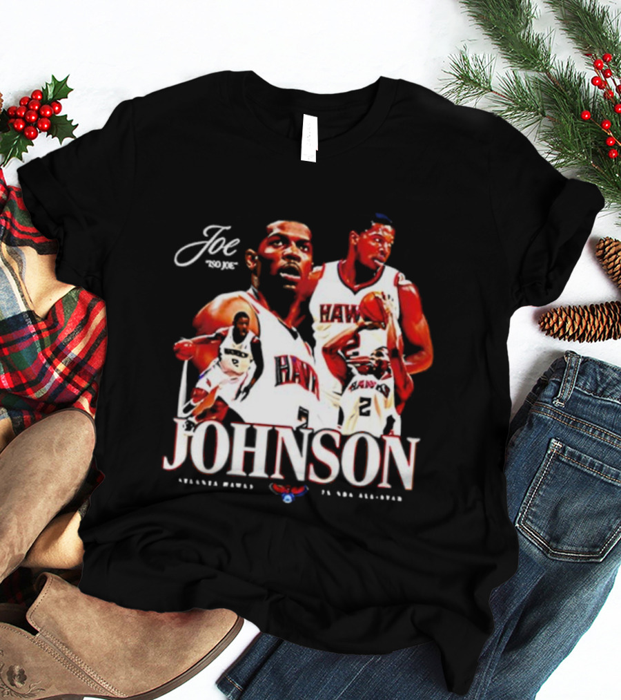 Joe Johnson Atlanta Hawks NBA Basketball Legend And All-Star Hawks Player Image T-Shirt