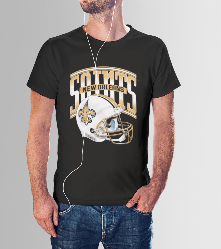 New Orleans Saints Football Helmet Gradient Style T-Shirt