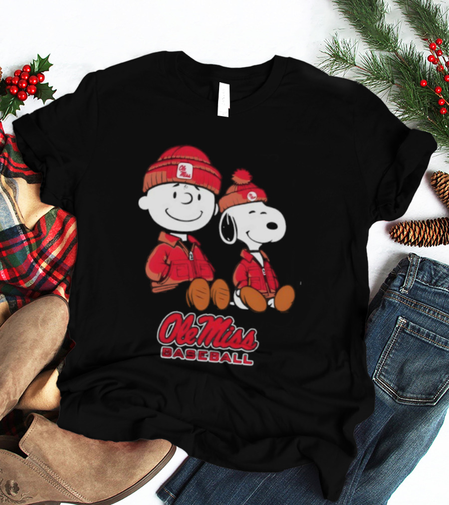 Ole Miss Baseball Snoopy And Charlie Brown Collaboration T-Shirt