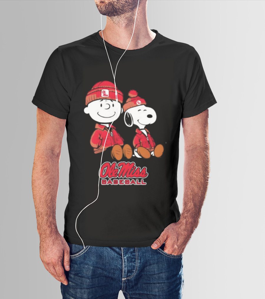 Ole Miss Baseball Snoopy And Charlie Brown Collaboration T-Shirt