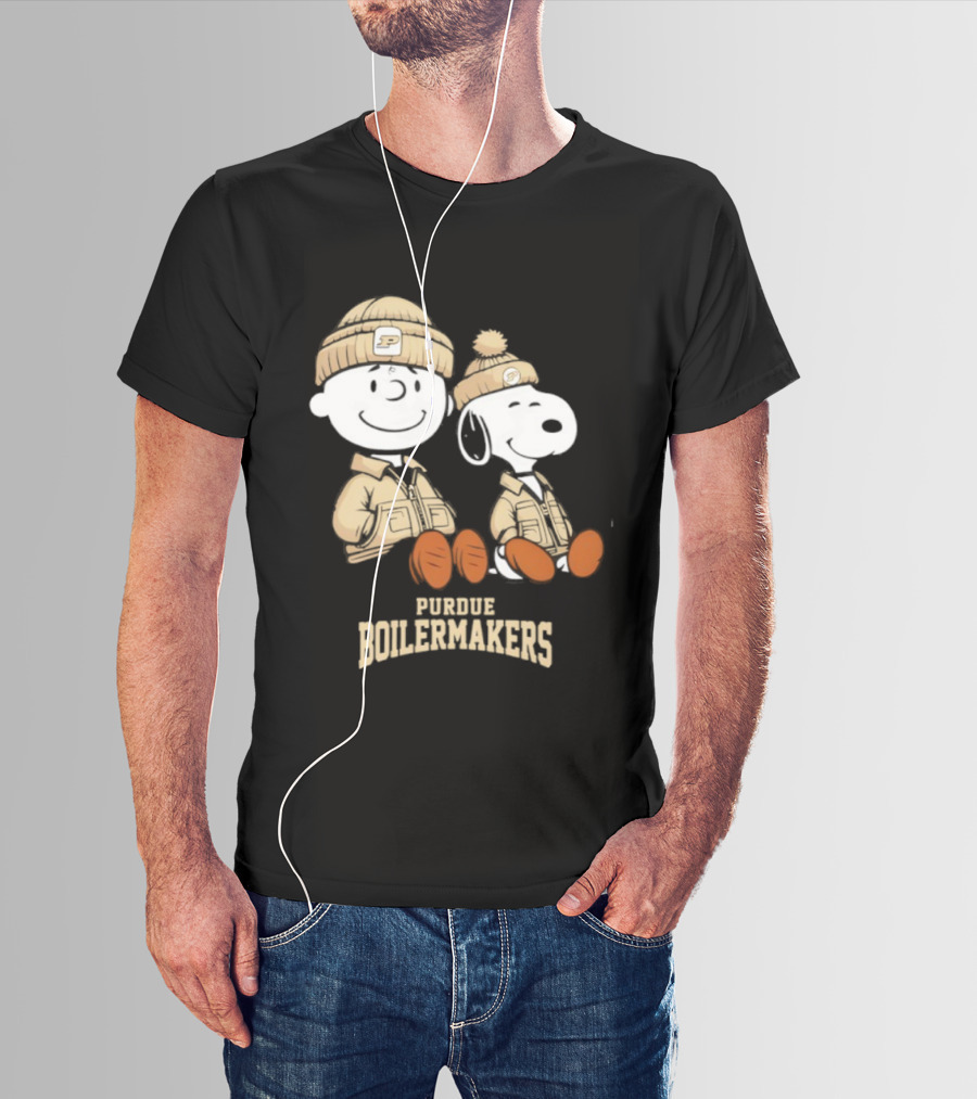 Purdue Boilermakers Snoopy Charlie Brown Peanuts Characters Vintage Style Collaboration T-Shirt