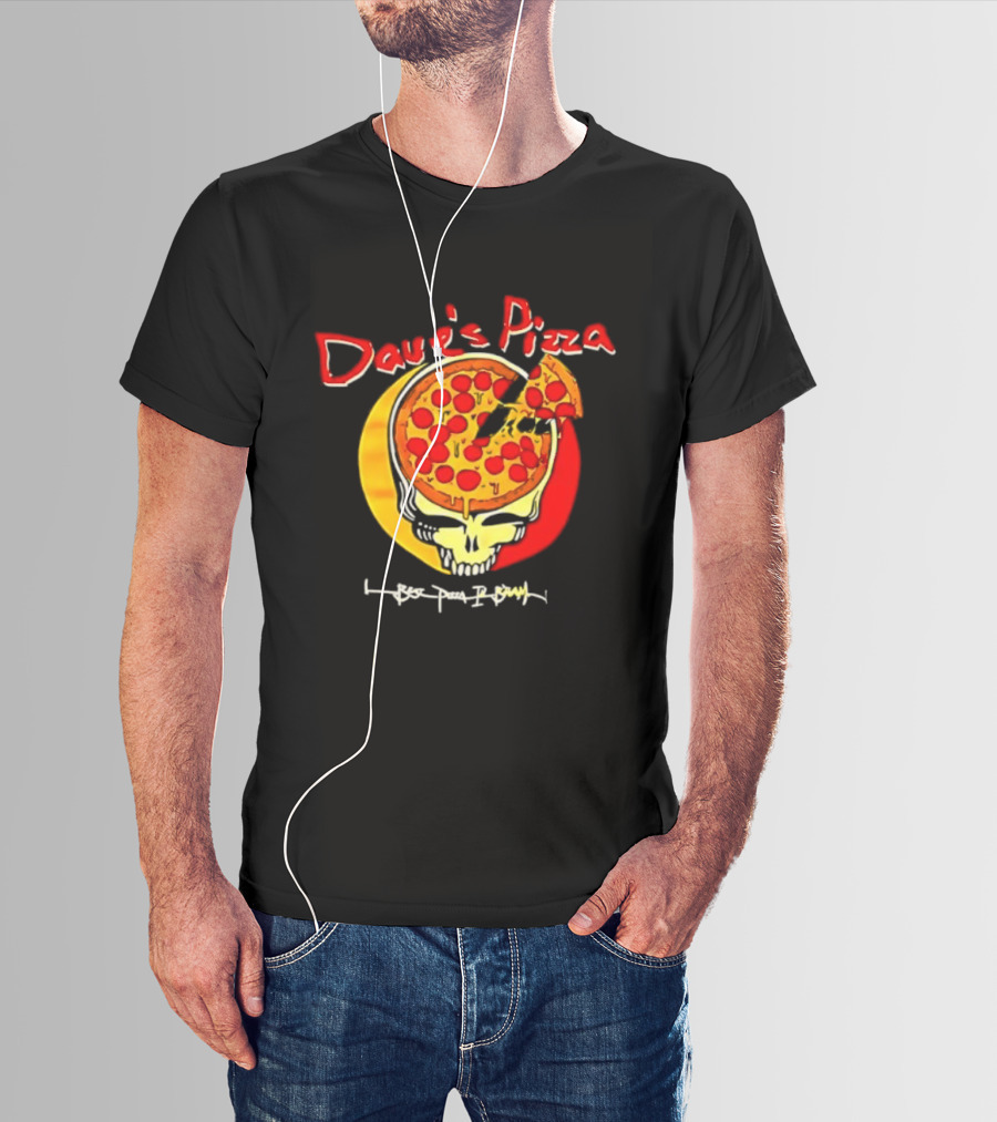 Dave's Pizza Skull Grateful Dead Vs Classic Pizza Logo Mashup T-Shirt