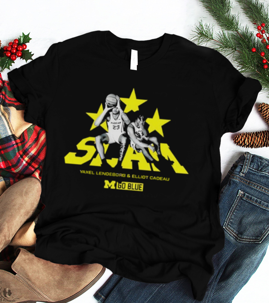 SLAM Yaxel Lendeborg Elliot Cadeau Michigan M Go Blue Stars T-Shirt