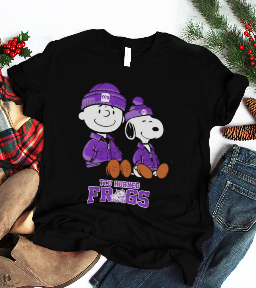 TCU Horned Frogs Snoopy Charlie Brown Collaboration Football Fan Gear T-Shirt