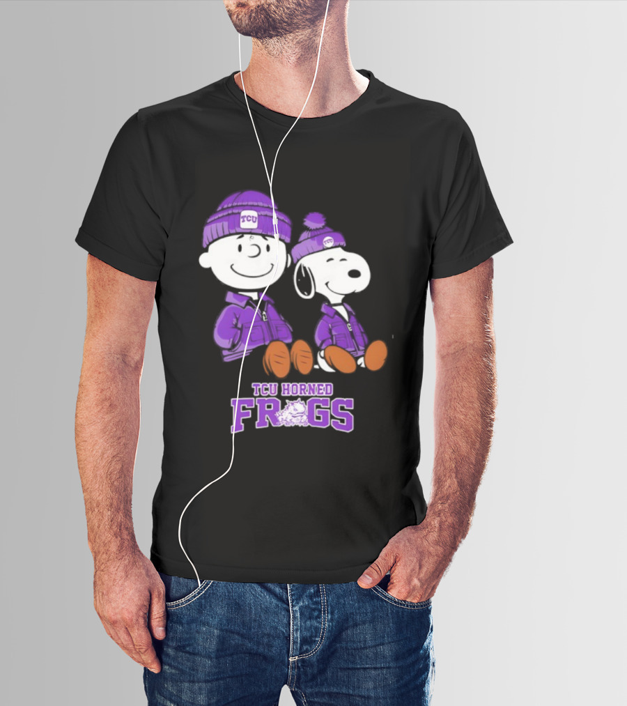 TCU Horned Frogs Snoopy Charlie Brown Collaboration Football Fan Gear T-Shirt