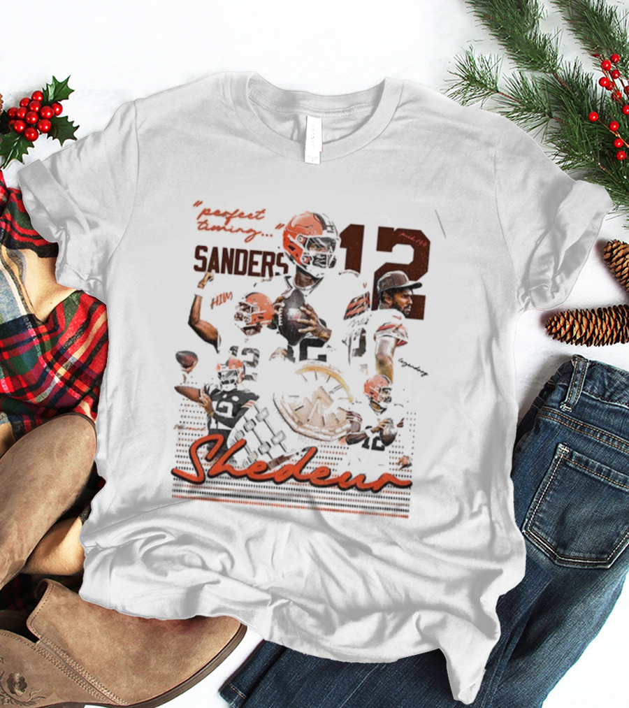 Shedeur Sanders 12 Perfect Timing Cleveland Browns NFL Football 2025 T-Shirt