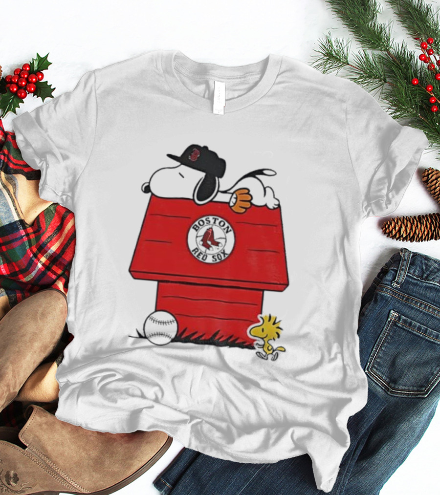 Snoopy Woodstock Boston Red Sox Dugout MLB Baseball T-Shirt