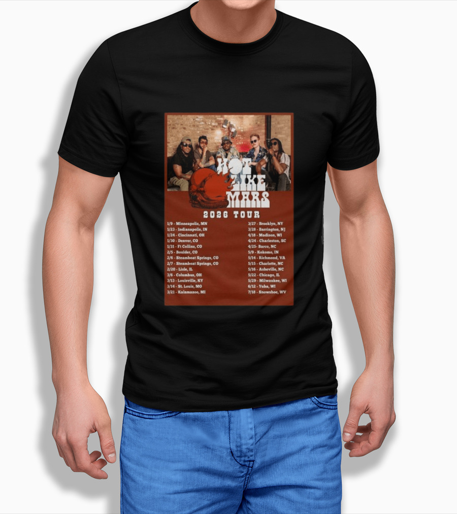 Hot Like Mars 2026 Tour Minneapolis Denver Brooklyn Concert Dates T-Shirt