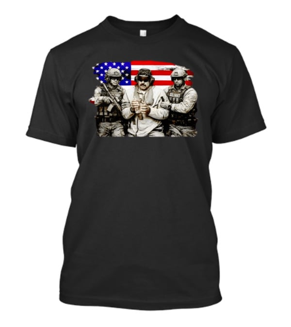 Venezuela Libre Captured Live Maduro Venezuelan Freedom Protest American Flag Military T-Shirt