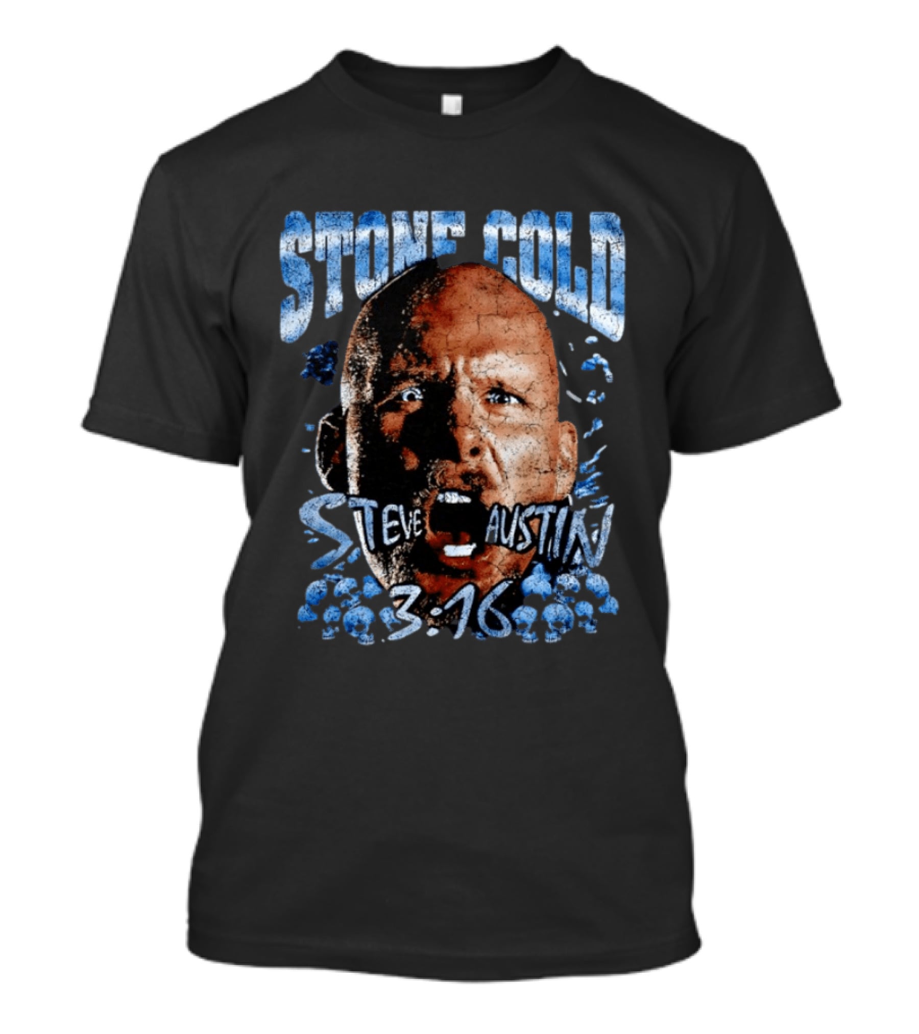 Stone Cold Steve Austin 3 16 Ice Blue Cracked Effect T-Shirt