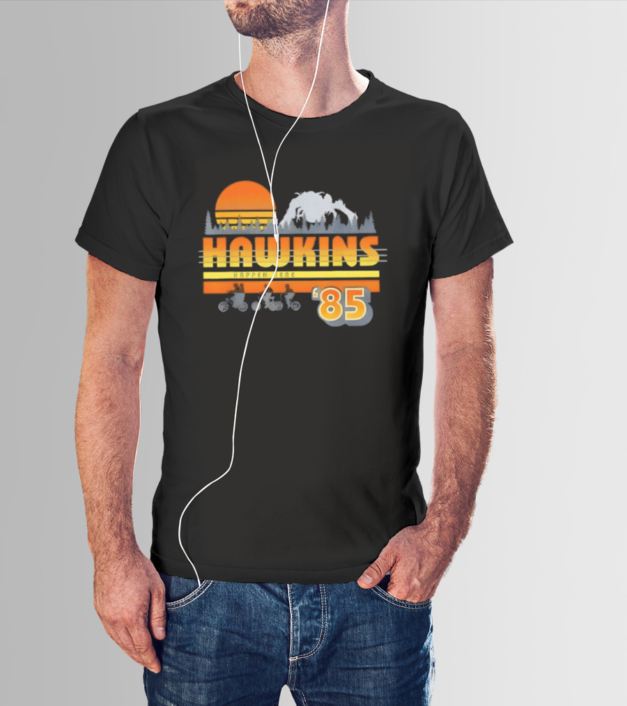 Hawkins Bikers Sunset Adventure Stranger Things 85 Demogorgon Forest T-Shirt