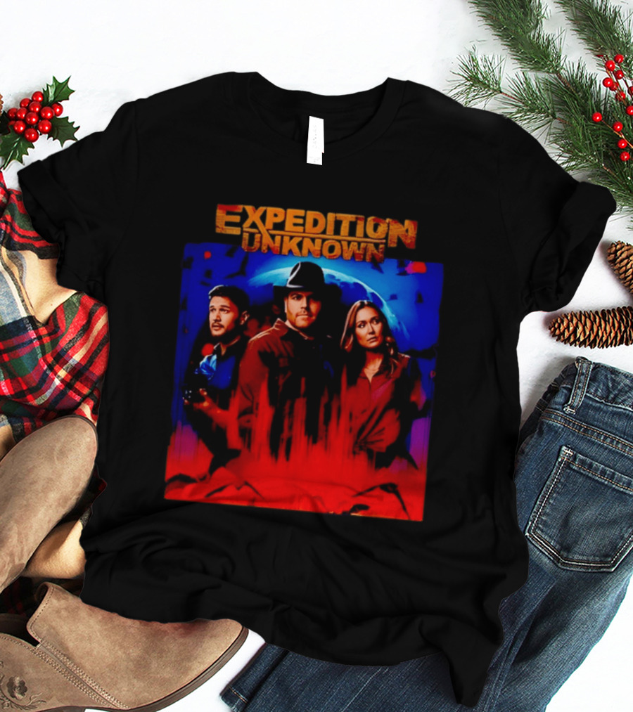 Expedition Unknown Cast In Bold Red And Blue Adventure T-Shirt
