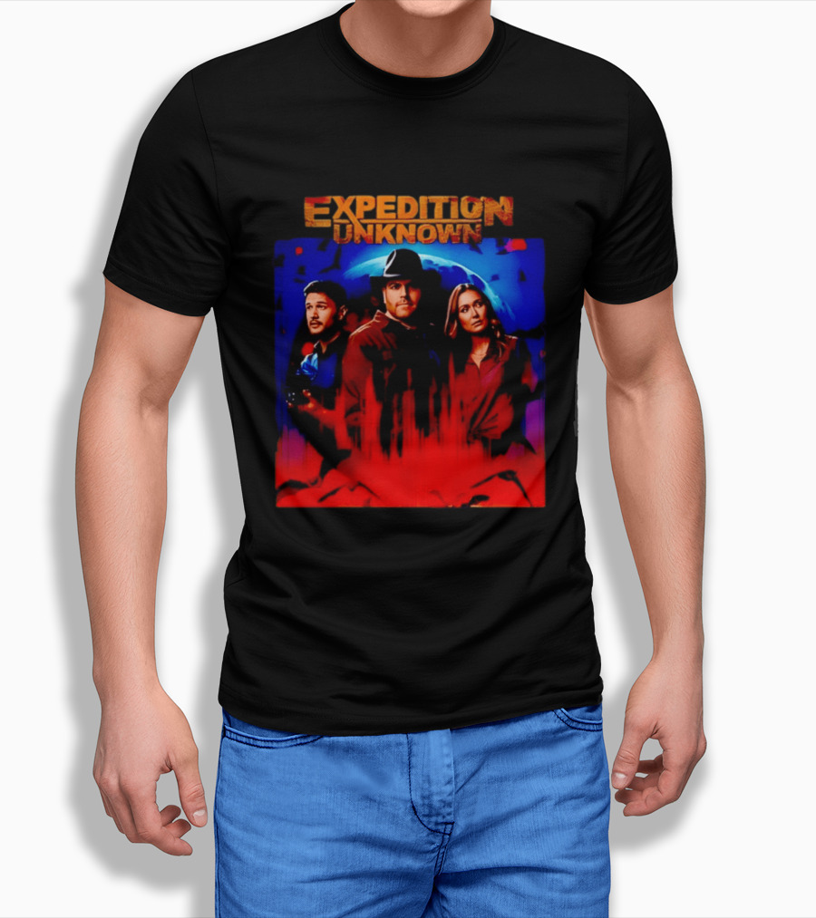 Expedition Unknown Cast In Bold Red And Blue Adventure T-Shirt