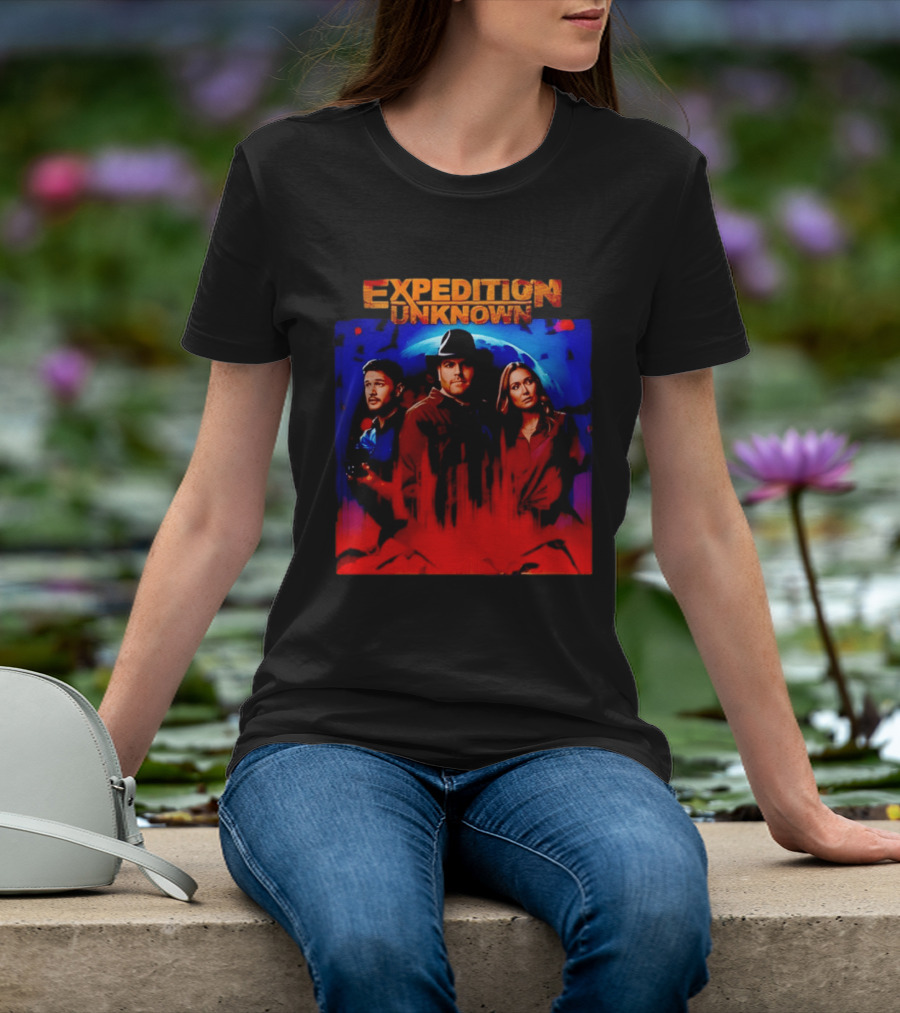 Expedition Unknown Cast In Bold Red And Blue Adventure T-Shirt