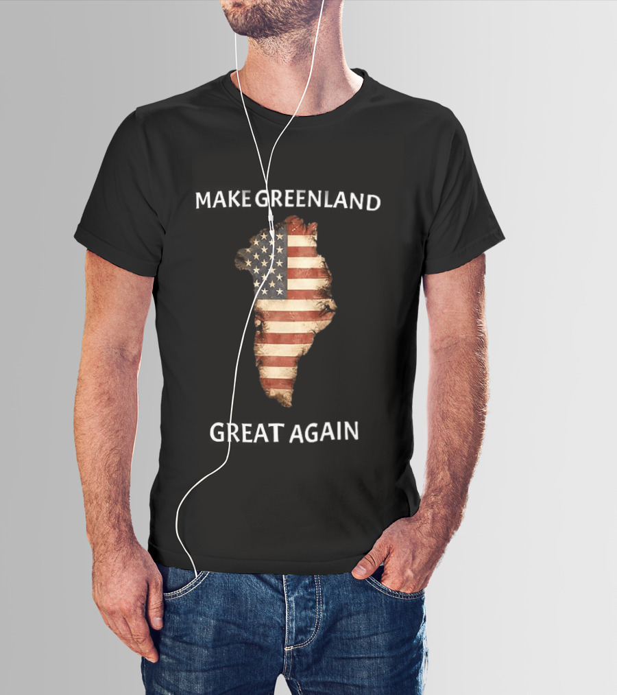 Make Greenland Great Again USA Flag Greenland Map T-Shirt