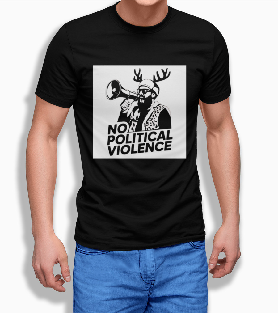 No Political Violence Antler Activist With Megaphone T-Shirt