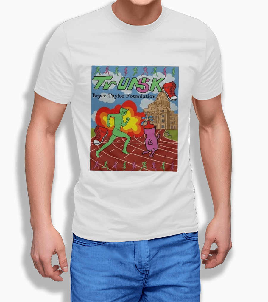 TrUNK 5k Bryce Taylor Foundation Colorful Cartoon Characters Racing T-Shirt