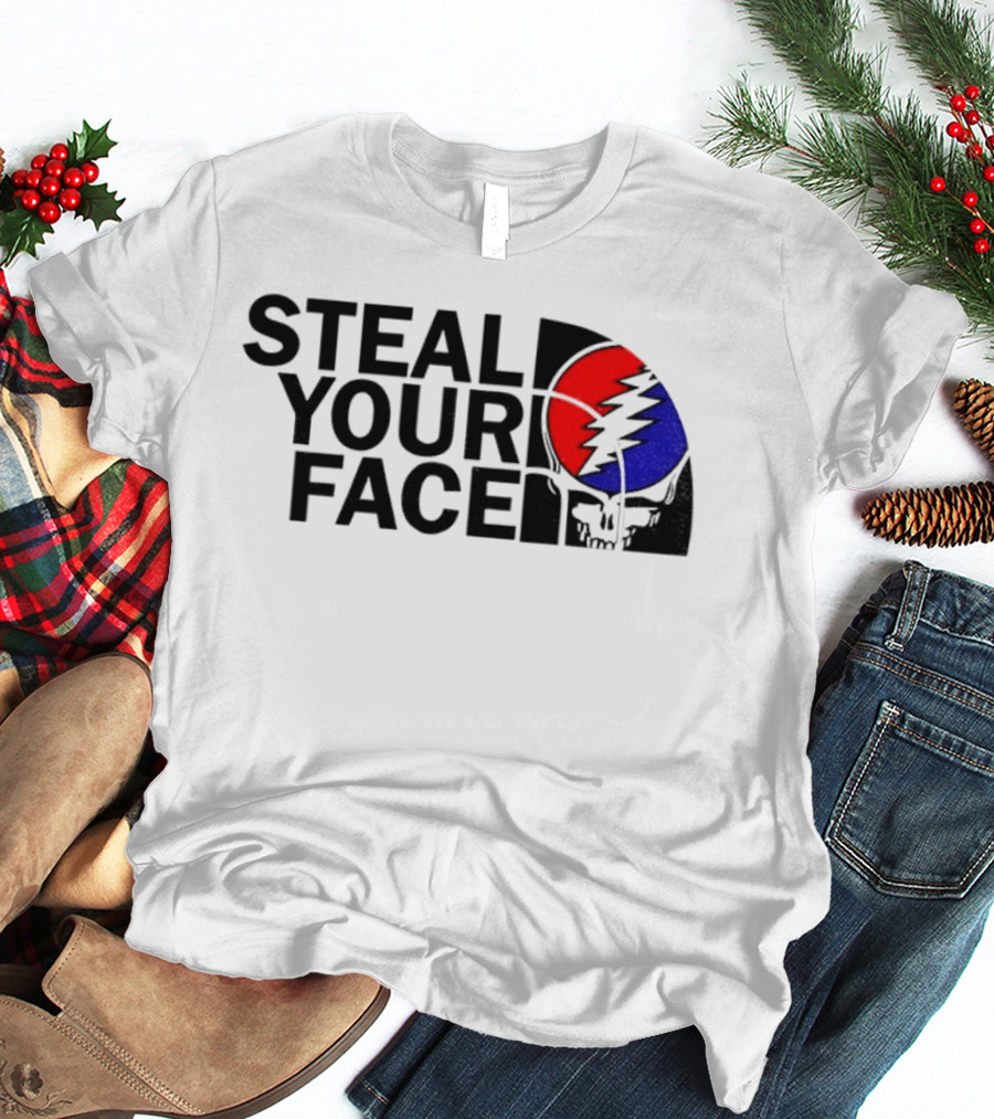 Grateful Dead Steal Your Face Skull Red Blue Lightning Bolt T-Shirt