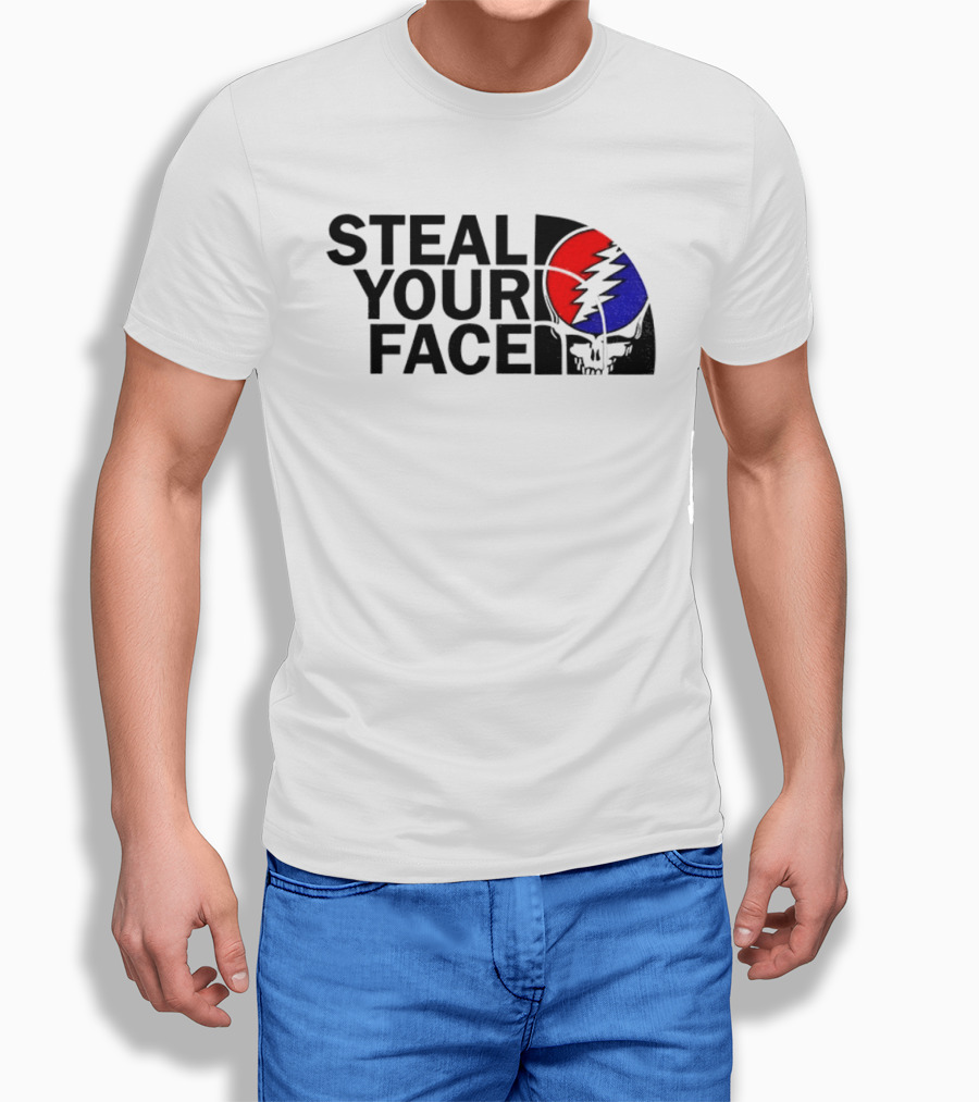 Grateful Dead Steal Your Face Skull Red Blue Lightning Bolt T-Shirt