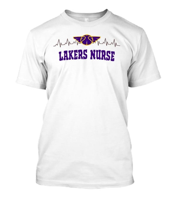 Los Angeles Lakers Nurse Appreciation With Heartbeat Basketball Wings T-Shirt