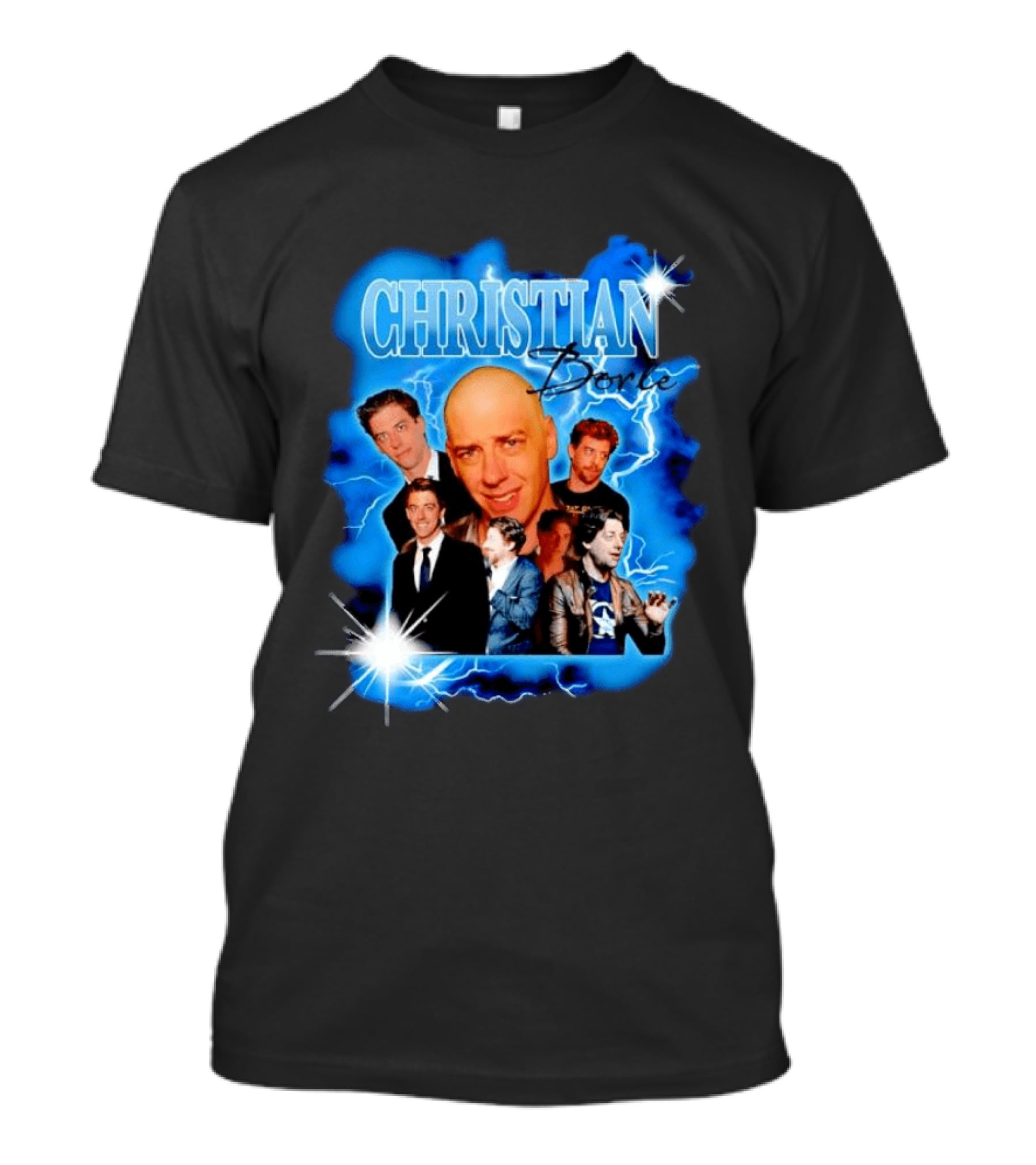 Christian Borle Lightning Bald Images Blue T-Shirt