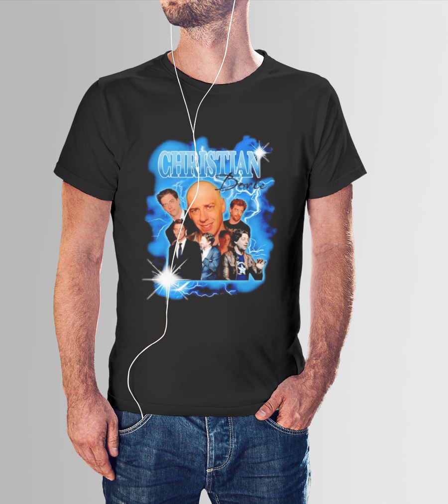 Christian Borle Lightning Bald Images Blue T-Shirt