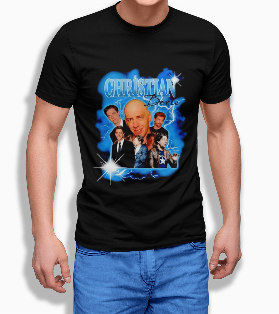 Christian Borle Lightning Bald Images Blue T-Shirt