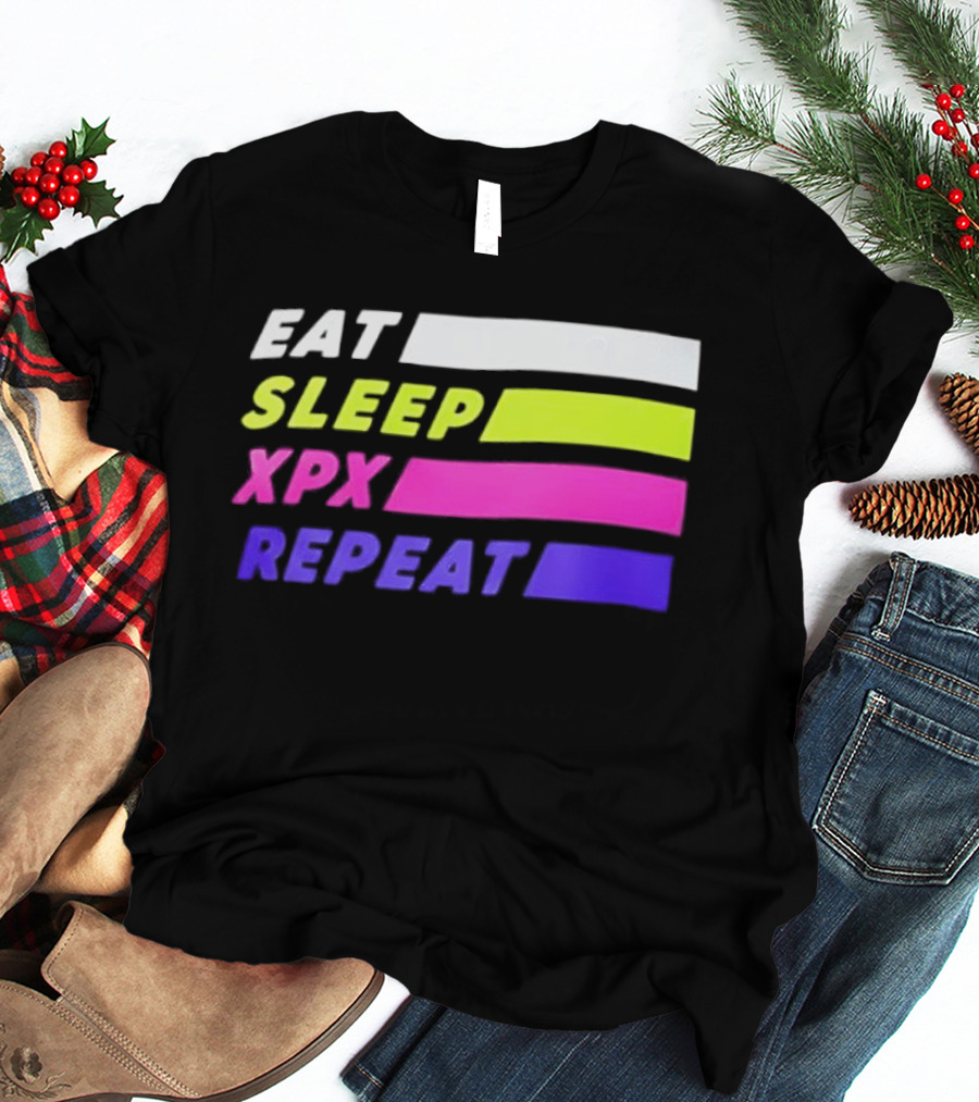 Eat Sleep XPX Repeat Lines Neon Text Blocks T-Shirt