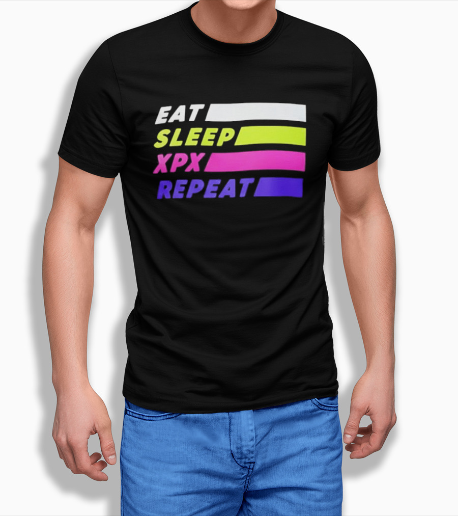 Eat Sleep XPX Repeat Lines Neon Text Blocks T-Shirt
