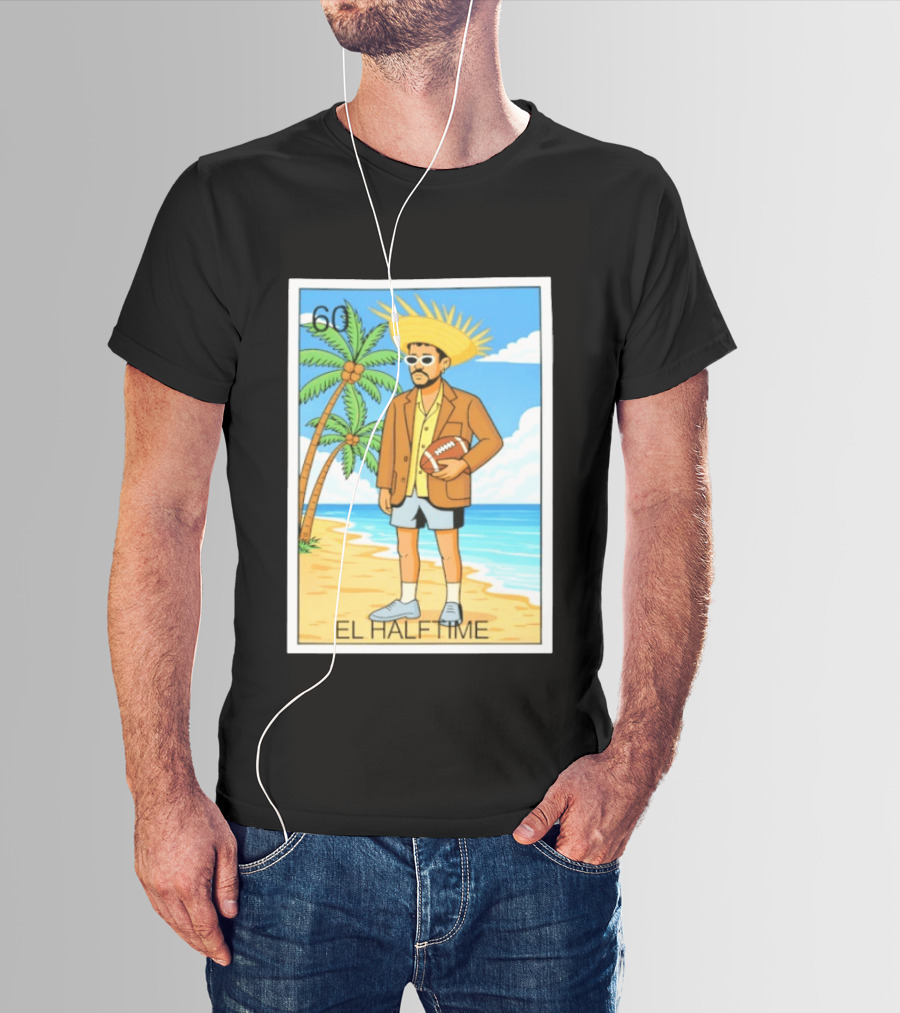El Halftime Bad Bunny Loteria Card Beach T-Shirt